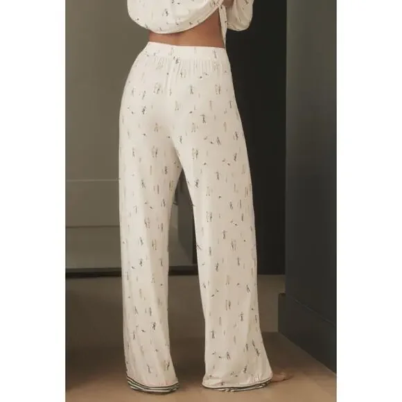 Anthropologie Pajama Pants Womens 3X White Emily Isabella Winter Skater Holiday - Picture 3 of 16